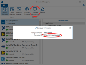 Figure 1: Computer ID location in NI License Manager